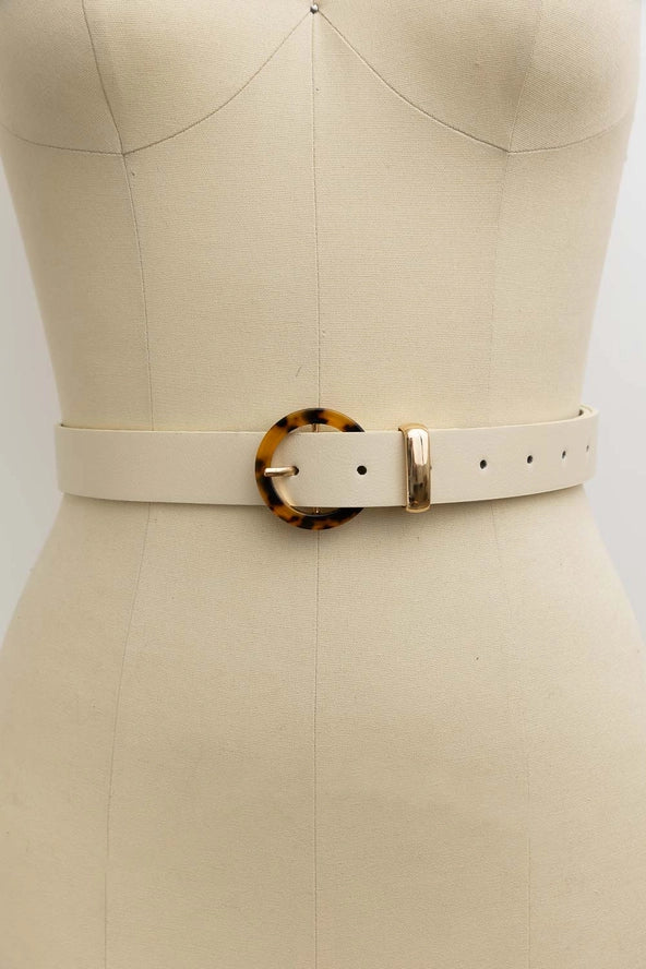 Ivory Tortoise Shell O Ring Buckle Belt