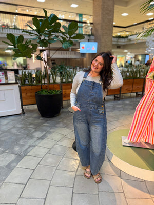 Oddi Vintage Wash Denim Barrel Overalls