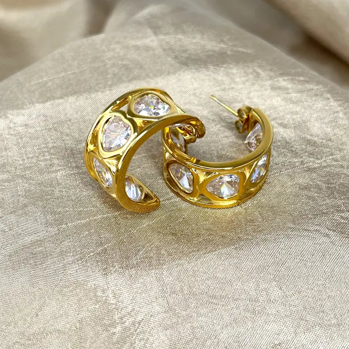 Sahira Bezel Heart Hoop
