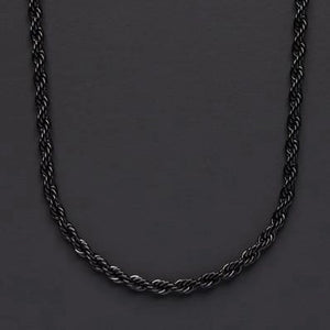 Mens Black Stainless Steel Rope Chain