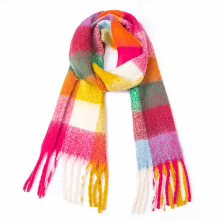 Chunky Plaid Mohair Scarf