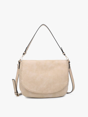 Jen & Co Jess Faux Suede Satchel w/ Whipstitch Flapover