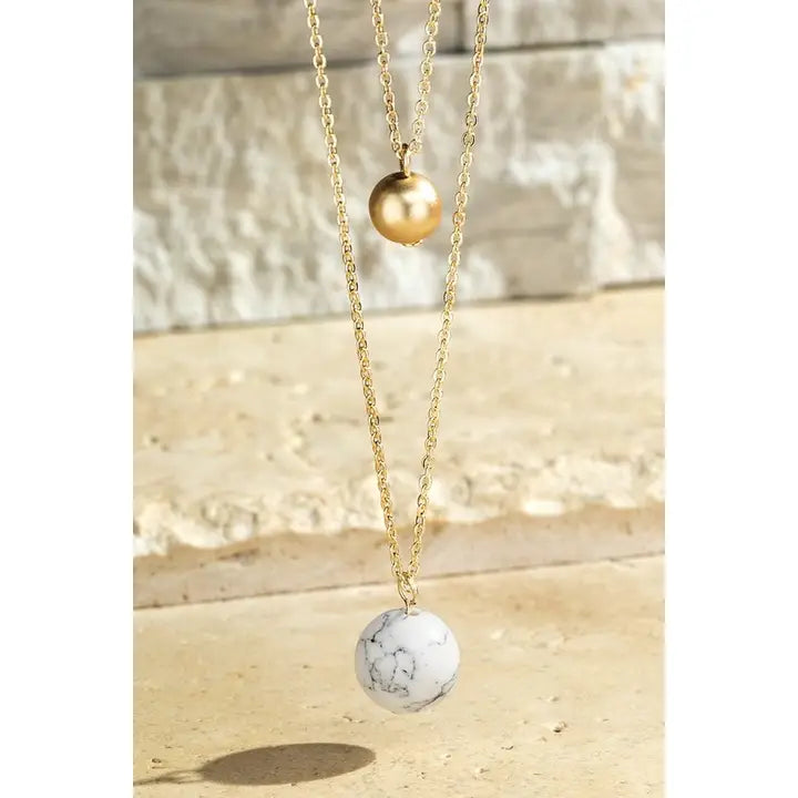 Howlite Natural Stone Charm Necklace
