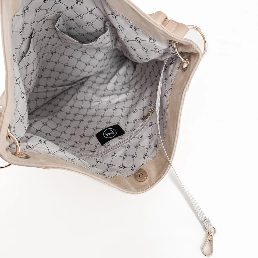 Pretty Simple Chocolate Rosalie Rivet Suede Hobo Bag