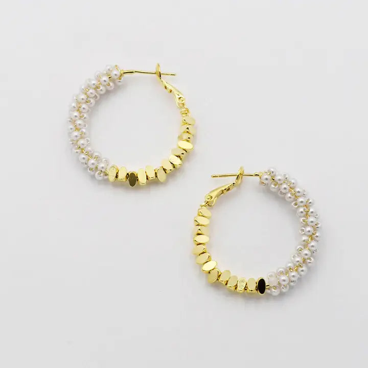 Pearly Beaded Hoops