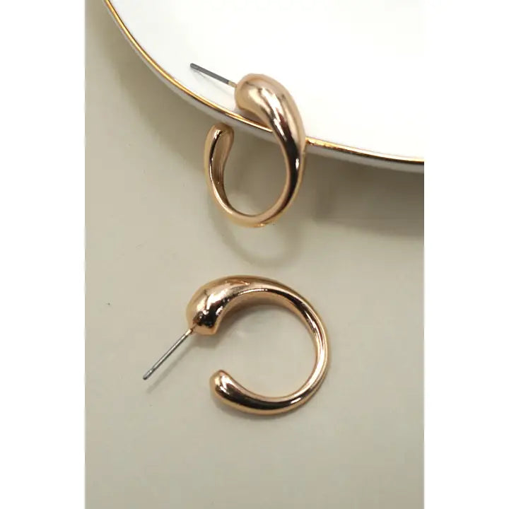 Gold Teardrop Huggie Hoop Earrings