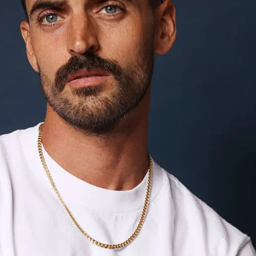 14K Gold Plated Stainless Steel Bevel Cuban Chain - 5mm