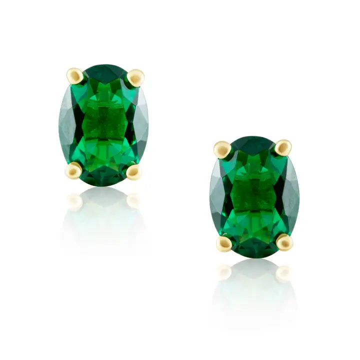 Sahira Emerald Oval Cut Studs