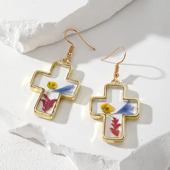 Vintage Dried Flower Earrings