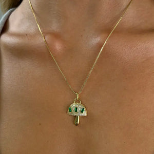 Sahira Alice Emerald Mushroom Pendant Necklace