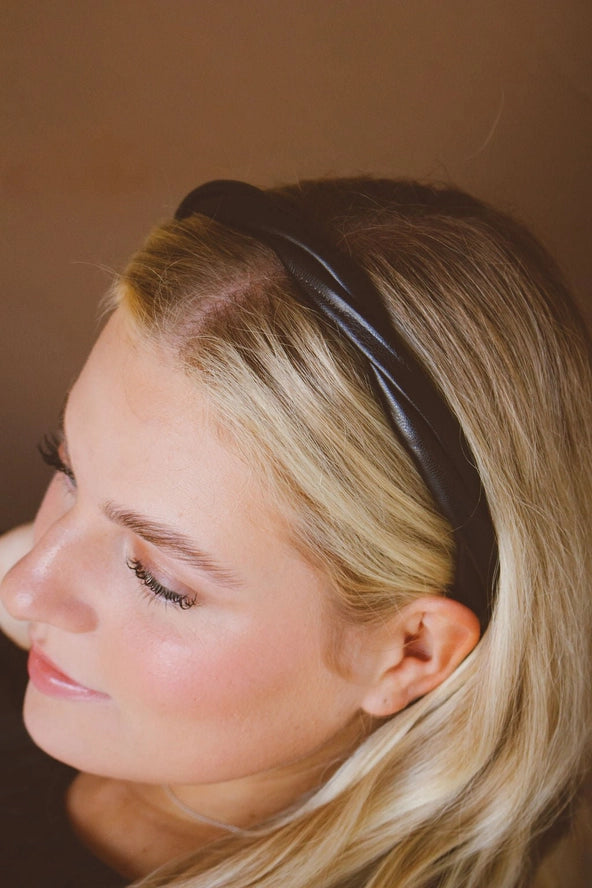 Black Twisted Leather Headband