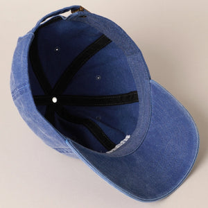 Mama Embroidered Cotton Baseball Cap - Blue