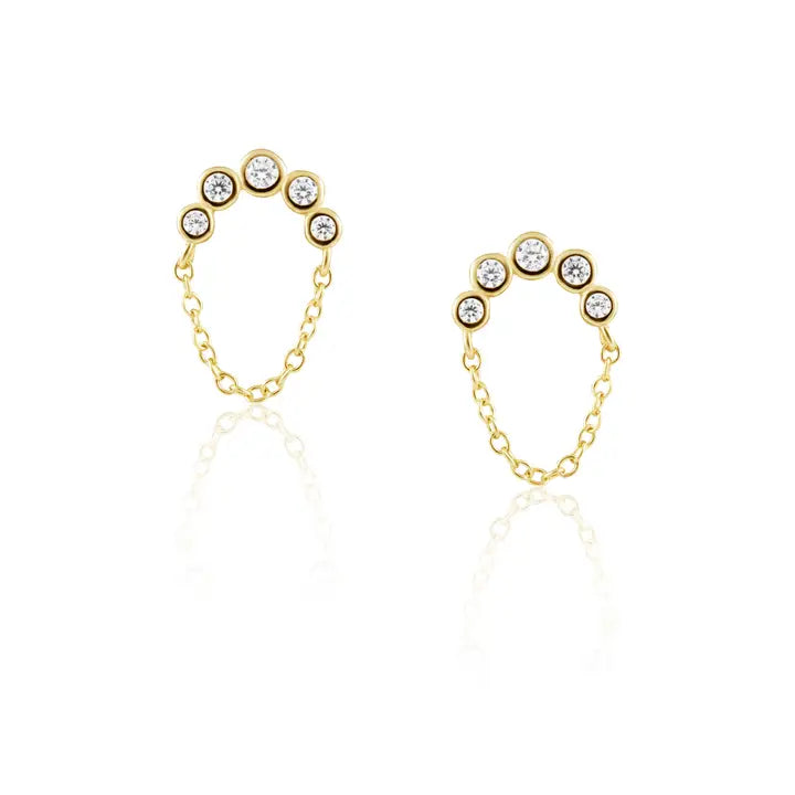 Sahira Crescent Chain Cz Studs