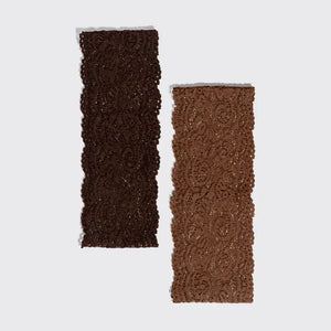 Kitsch Wide Lace Elastic Headbands - Mocha & Chocolate