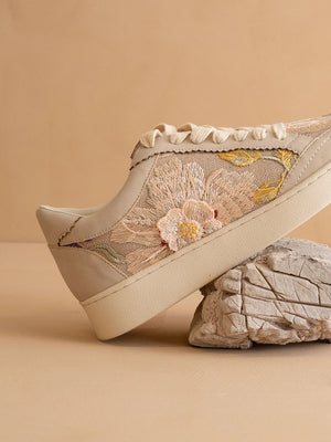 Light Grey Floral Applique Sneaker