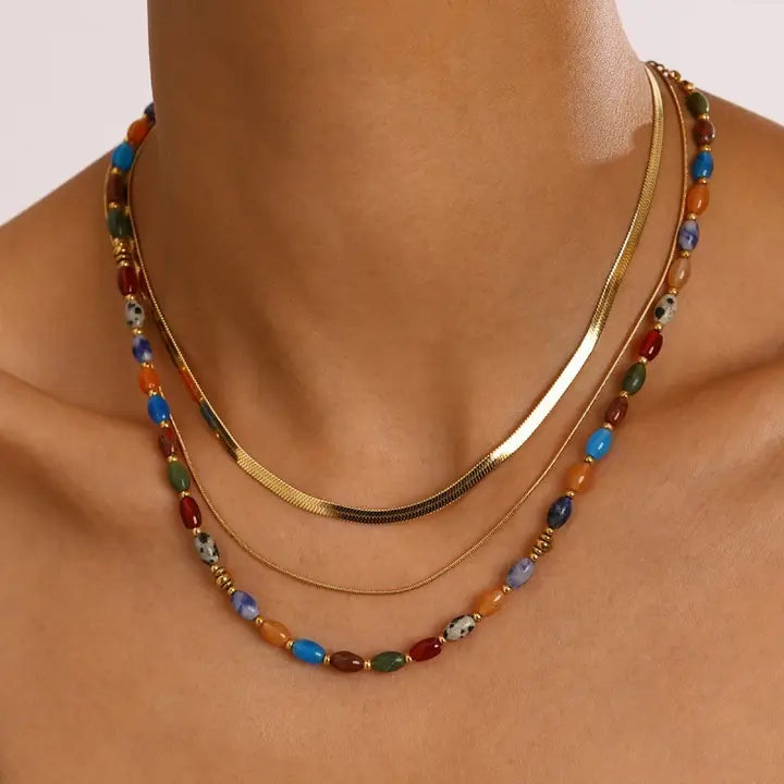 Natural Stone Layered Necklace