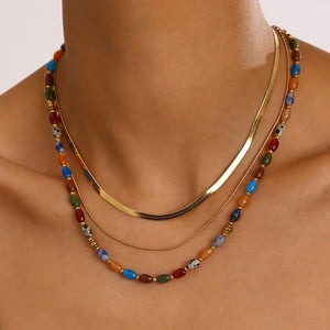 Natural Stone Layered Necklace