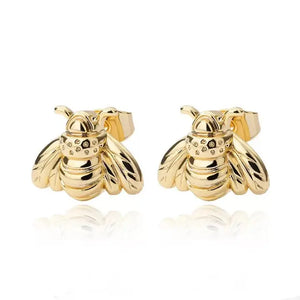 Gold Bumble Bee Stud Earrings