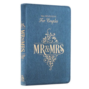 Devotional For Mr. & Mrs. Blue Faux Leather