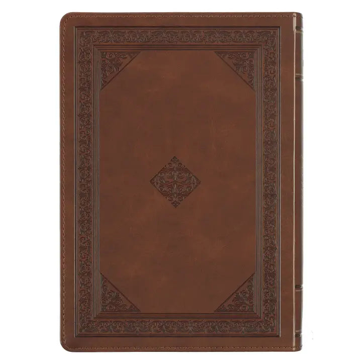 Faux Leather Devotional Bible for Men - Chestnut