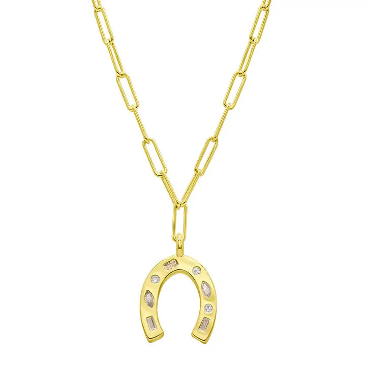 14K Gold Plated Paperclip Horseshoe Necklace