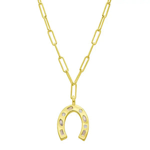 14K Gold Plated Paperclip Horseshoe Necklace