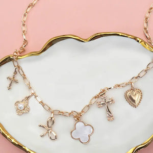 Clover - Bow - Cross Charm Necklace