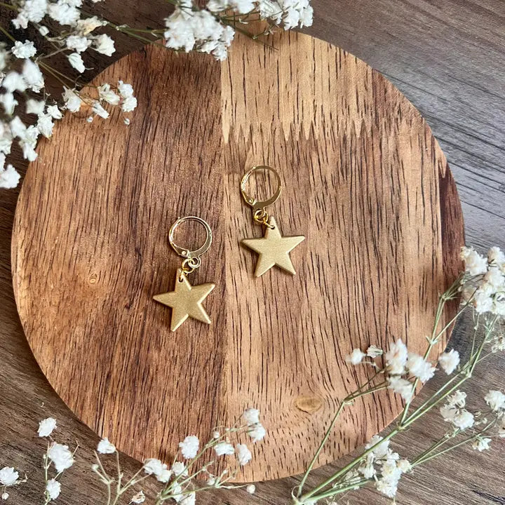 Star Huggie Earrings - Gold
