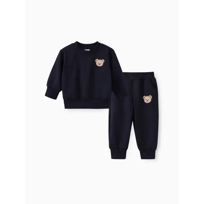 Navy Toddler 2 Piece Bear Sweat Set