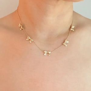 Gold 5 Bow Necklace