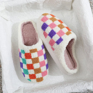 Colorful Plaid Print Slippers