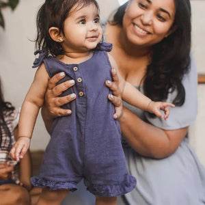 Burt's Bees Baby Blue Gauze Little Girl Romper