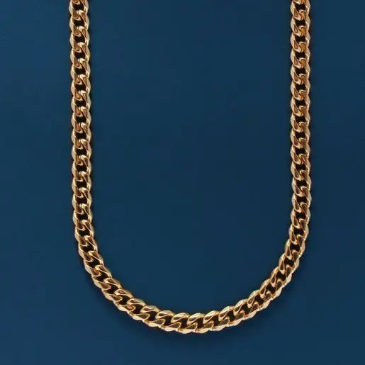 14K Gold Plated Stainless Steel Bevel Cuban Chain - 5mm
