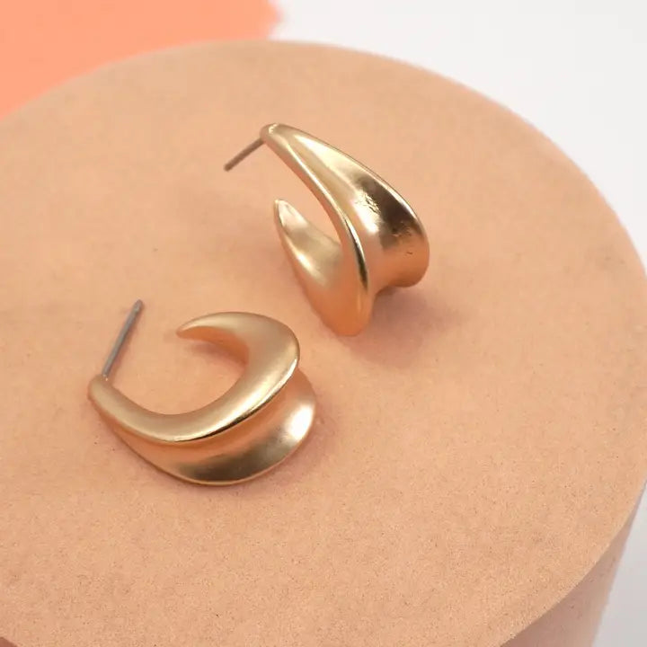 Matte Gold Oval Huggie Hoop Earrings