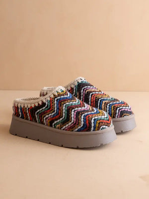 Oasis Society Brandi Multi Color Chevron Knit Platform Mule
