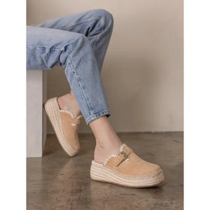 Almond Espadrille Clog w/ Western Buckle