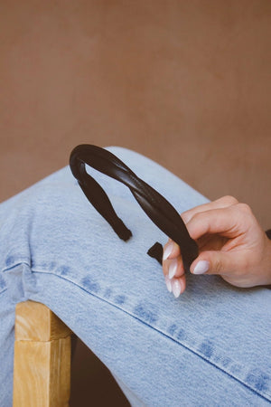 Black Twisted Leather Headband