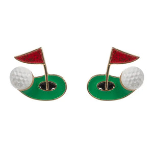 Golf Theme Design Enamel Post Earrings