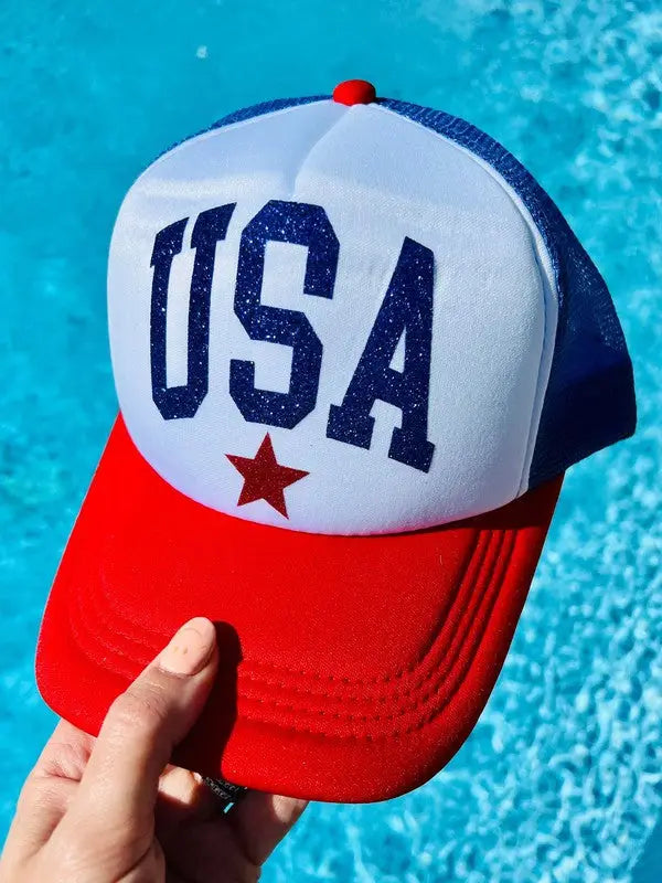 USA Star Glittered Trucker Hat