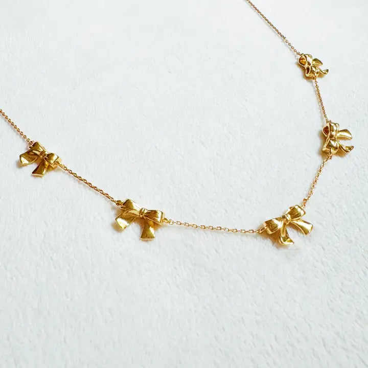 Gold 5 Bow Necklace