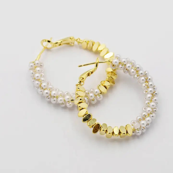 Pearly Beaded Hoops
