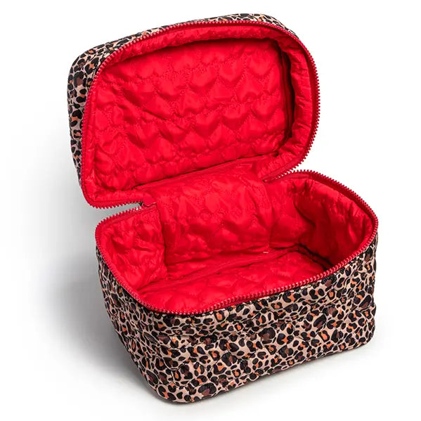 Cheetah Print Quilted Makeup Bag
