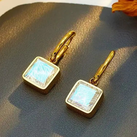 18K Stainless Steel Rhinestone Drop Earring