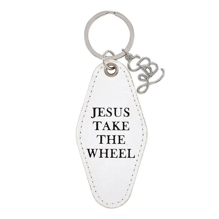 Leather Motel Key Tag - Jesus Take the Wheel