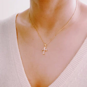 Gold Crystal Cross Necklace