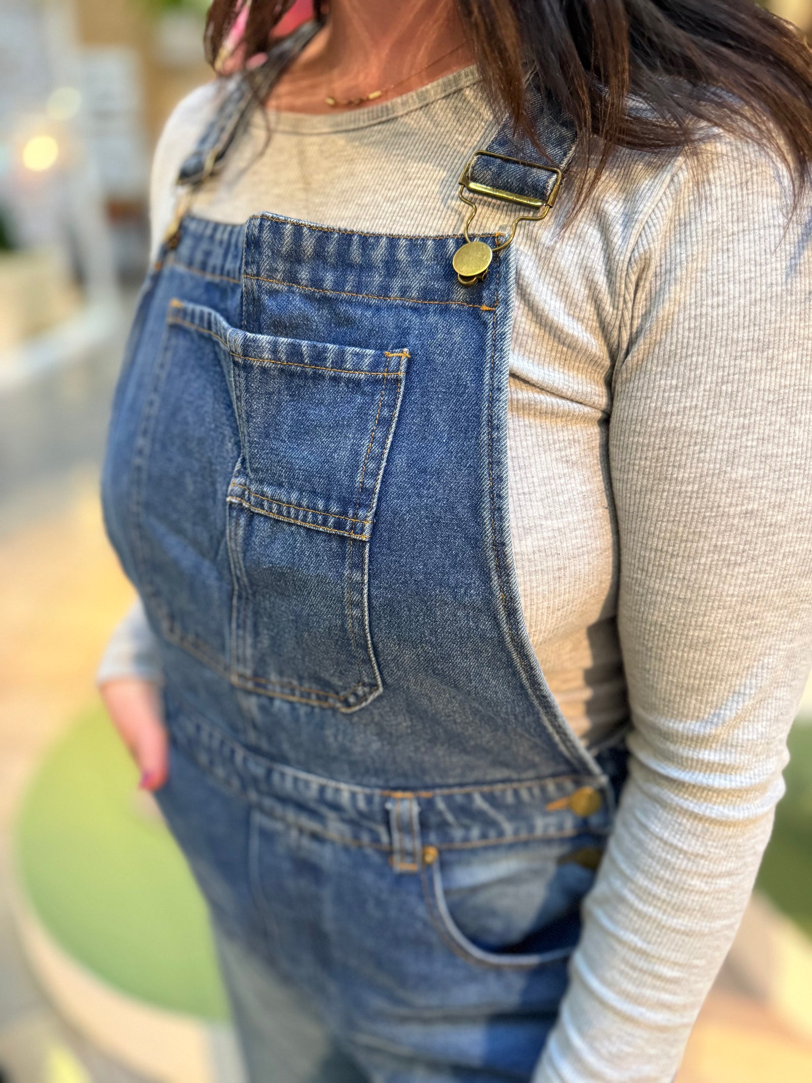 Oddi Vintage Wash Denim Barrel Overalls