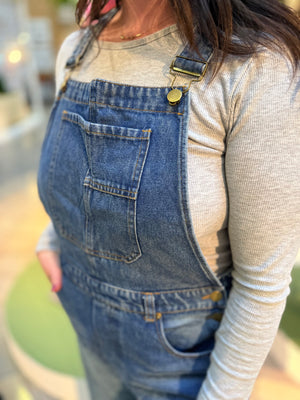 Oddi Vintage Wash Denim Barrel Overalls