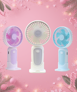 Christmas in July Portable Hand Fan with Stand