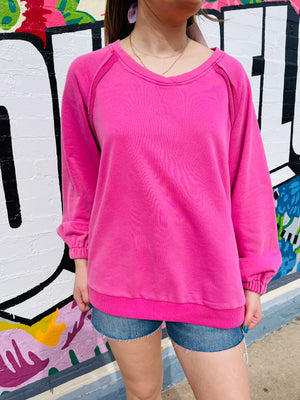 Back Cross Detail Sweatshirt - Peony Pink
