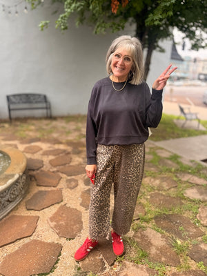 Daze Cool Cat Leopard Barrel Jean
